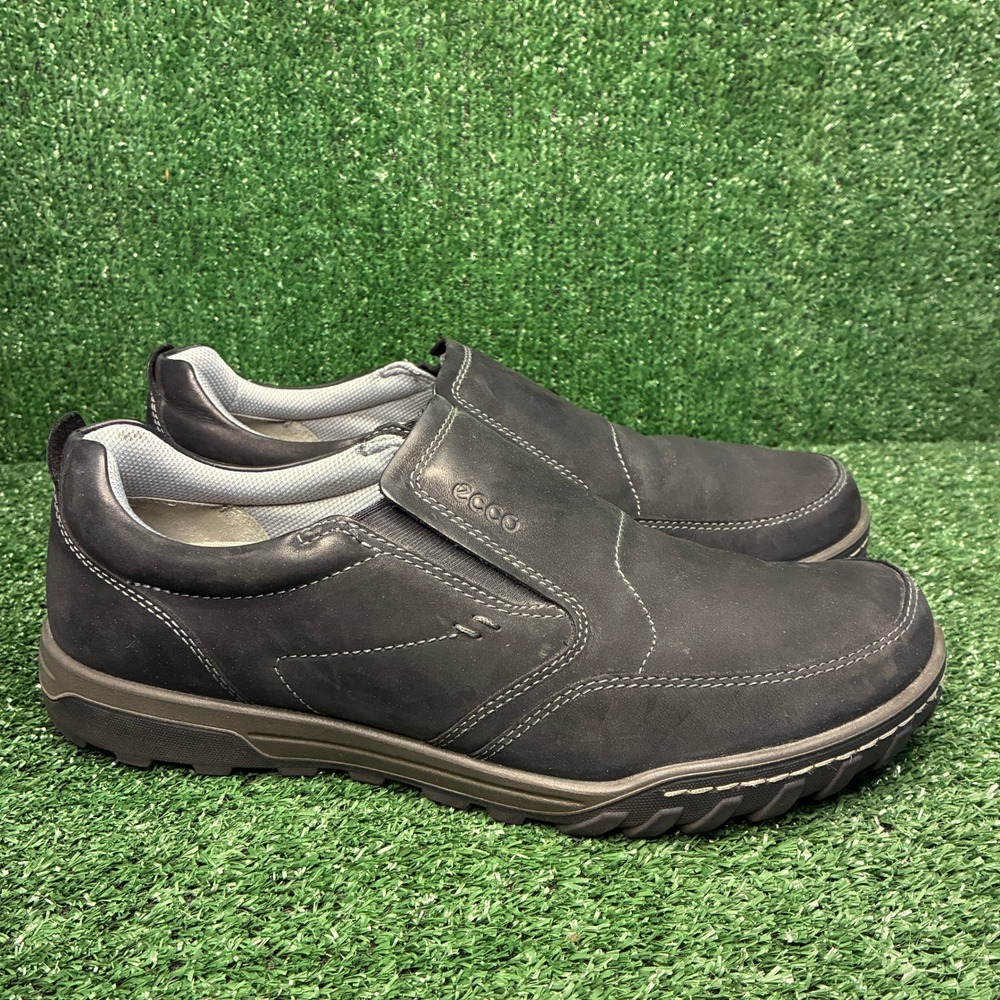 ECCO Receptor Leather Slip On Walking Comfort Rugged Loafers Black Mens 12-12.5